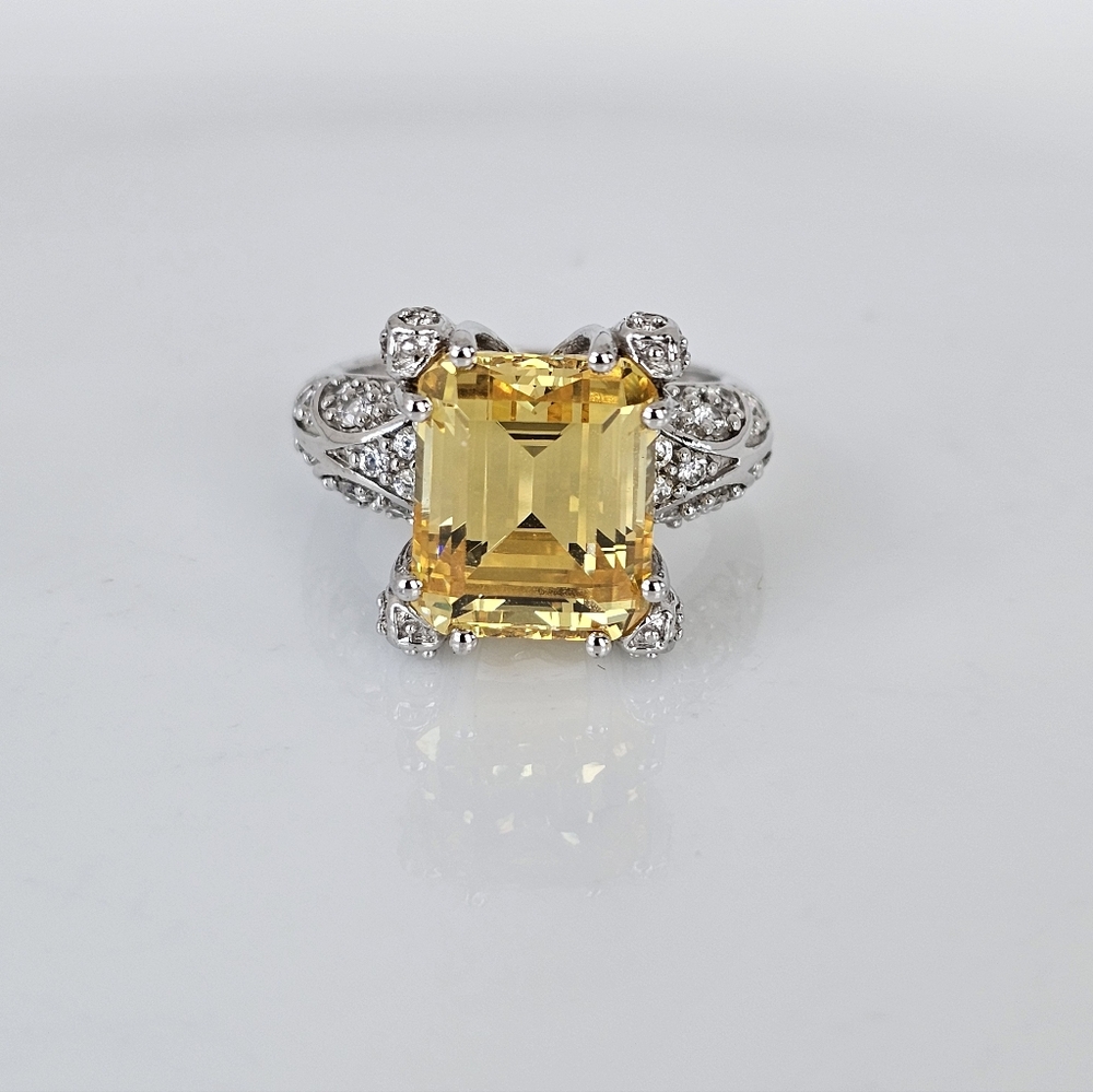 Victoria Wieck Canary Yellow Citrine Absolute Ring Sterling Silver Sz 7!